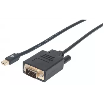 Manhattan Mini DisplayPort 1.2a to VGA Cable, 1080@60Hz, Active, 1.8m, Male to Male, Black, Polybag