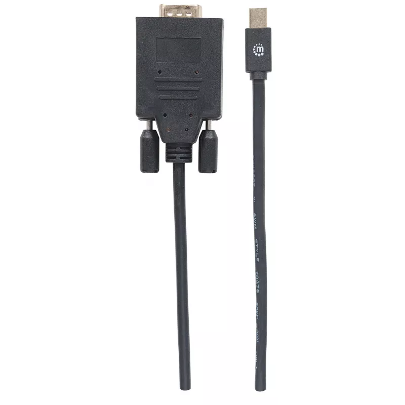 Manhattan Mini DisplayPort 1.2a to VGA Cable, 1080@60Hz, Active, 1.8m, Male to Male, Black, Polybag