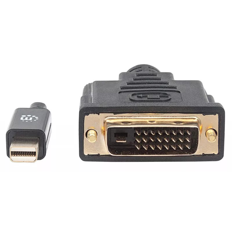 Manhattan Mini DisplayPort 1.2a to DVI-D 24+1 Cable, 1080p@60Hz, 1.8m, Male to Male, Compatible with DVD-D, Black, Lifetime Warranty