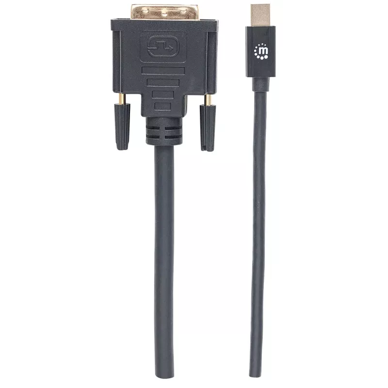 Manhattan Mini DisplayPort 1.2a to DVI-D 24+1 Cable, 1080p@60Hz, 1.8m, Male to Male, Compatible with DVD-D, Black, Lifetime Warranty