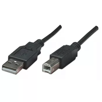 Manhattan USB-A to USB-B Cable, 0.5m, Male to Male, 480 Mbps (USB 2.0), Hi-Speed USB, Black, Lifetime Warranty, Equivalent to USB2HAB50CM