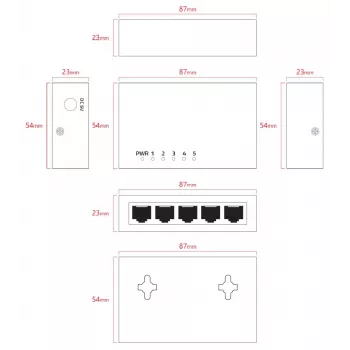 Lanview LVN-DESK-5PORT-1G unmanaged 5-port Gigabit Ethernet switch