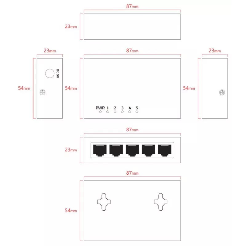 Lanview LVN-DESK-5PORT-1G unmanaged 5-port Gigabit Ethernet switch