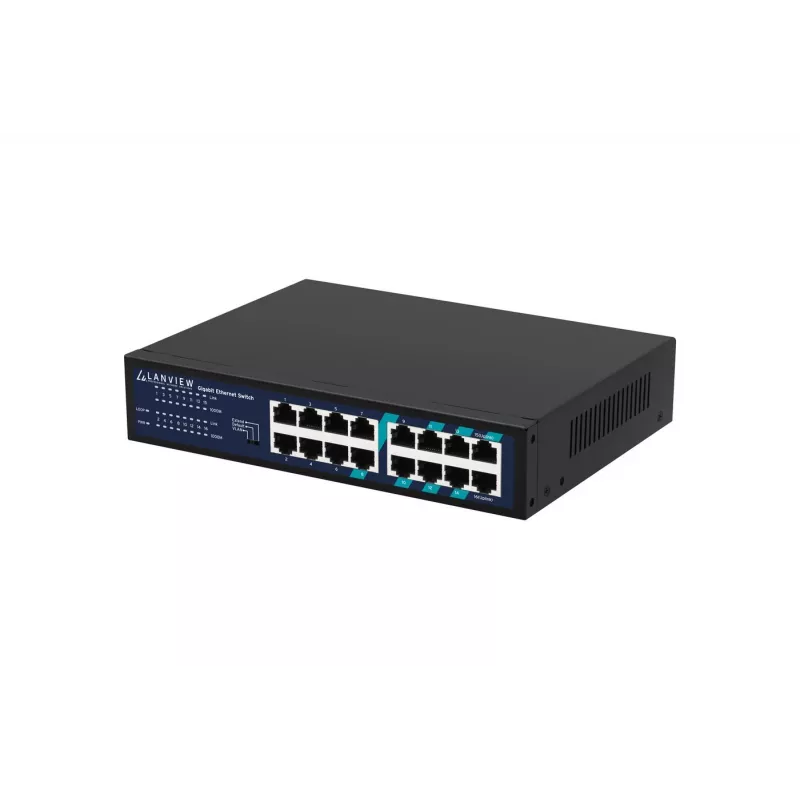 Unmanaged switch Lanview LVN-1U-16PORT-1G 16-port 1 Gbps Ethernet, rack-mount 1U