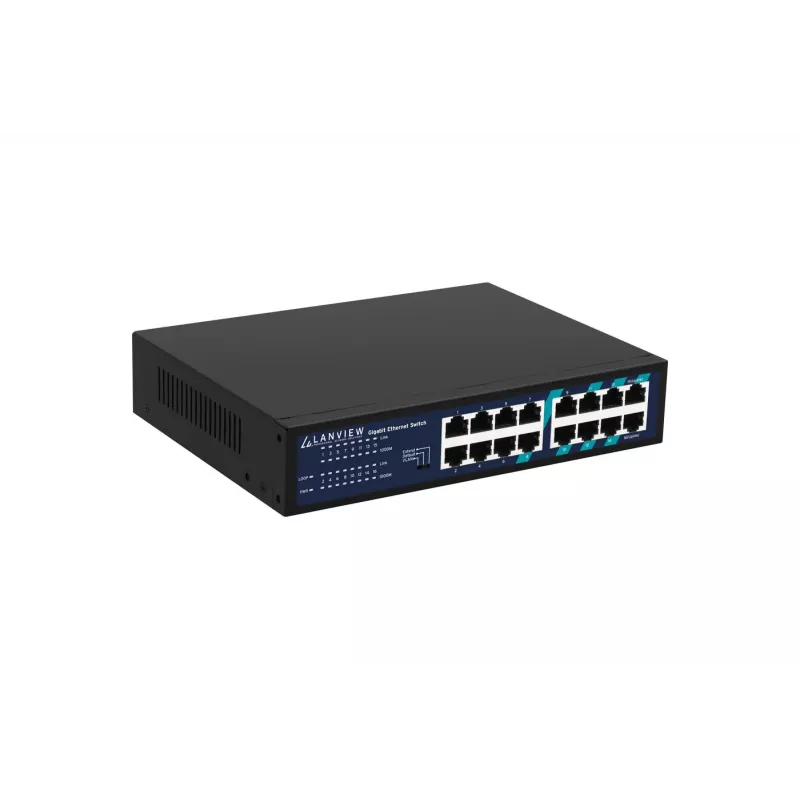 Unmanaged switch Lanview LVN-1U-16PORT-1G 16-port 1 Gbps Ethernet, rack-mount 1U