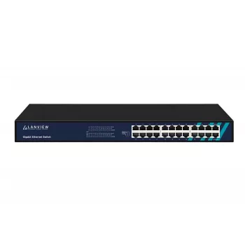 Unmanaged Switch Lanview LVN-1UMOUNT-24PORT-1G 24-port Gigabit Ethernet switch, 1U mount