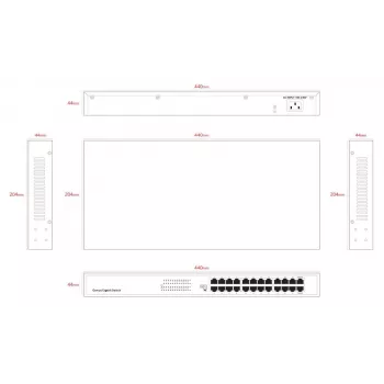 Unmanaged Switch Lanview LVN-1UMOUNT-24PORT-1G 24-port Gigabit Ethernet switch, 1U mount