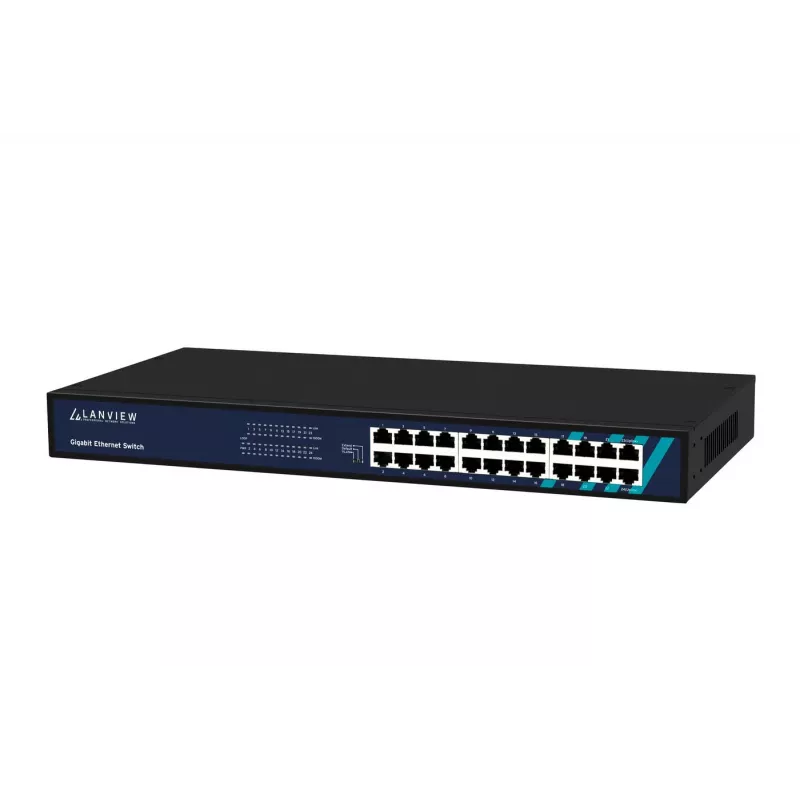 Unmanaged Switch Lanview LVN-1UMOUNT-24PORT-1G 24-port Gigabit Ethernet switch, 1U mount