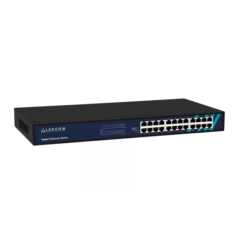 Unmanaged Switch Lanview LVN-1UMOUNT-24PORT-1G 24-port Gigabit Ethernet switch, 1U mount