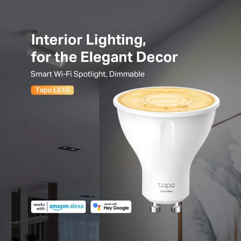TP-Link Tapo Smart Wi-Fi Spotlight, Dimmable, 4-Pack, Smart bulb, Wi-Fi, White, 802.11b, 802.11g, Wi-Fi 4 (802.11n), GU10, Parabolic bulb