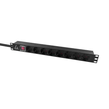 Lanview 19-inch Rack Power Strip 1U 10A, 8x Schuko (LVR-2MSCH-SCH-C13-8)