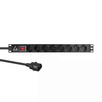 Lanview 19-inch Rack Power Strip 1U 10A, 8x Schuko (LVR-2MSCH-SCH-C13-8)