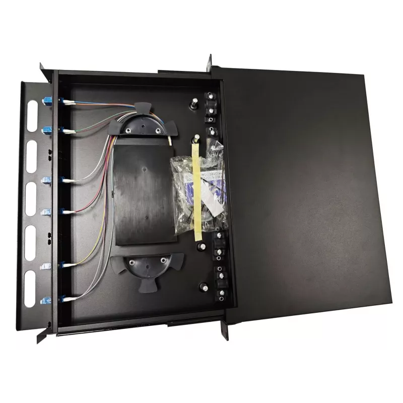 Lanview LVO-101010 fiber optic sliding panel ODF, LC SM OS2, 12 cores, 1U