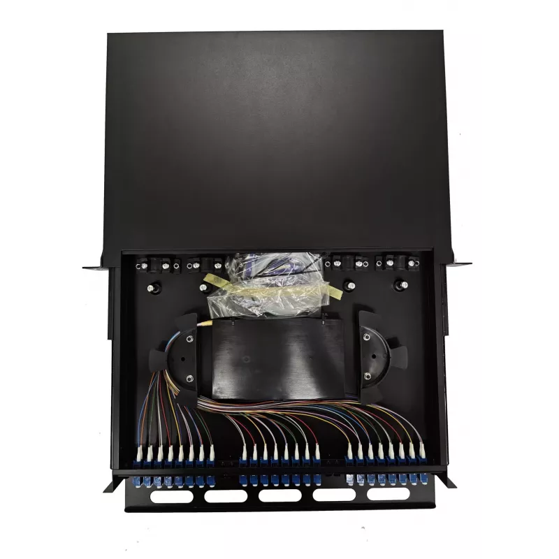 Lanview LVO-101020 fiber optic sliding panel ODF, LC SM OS2, 48 cores, 1U