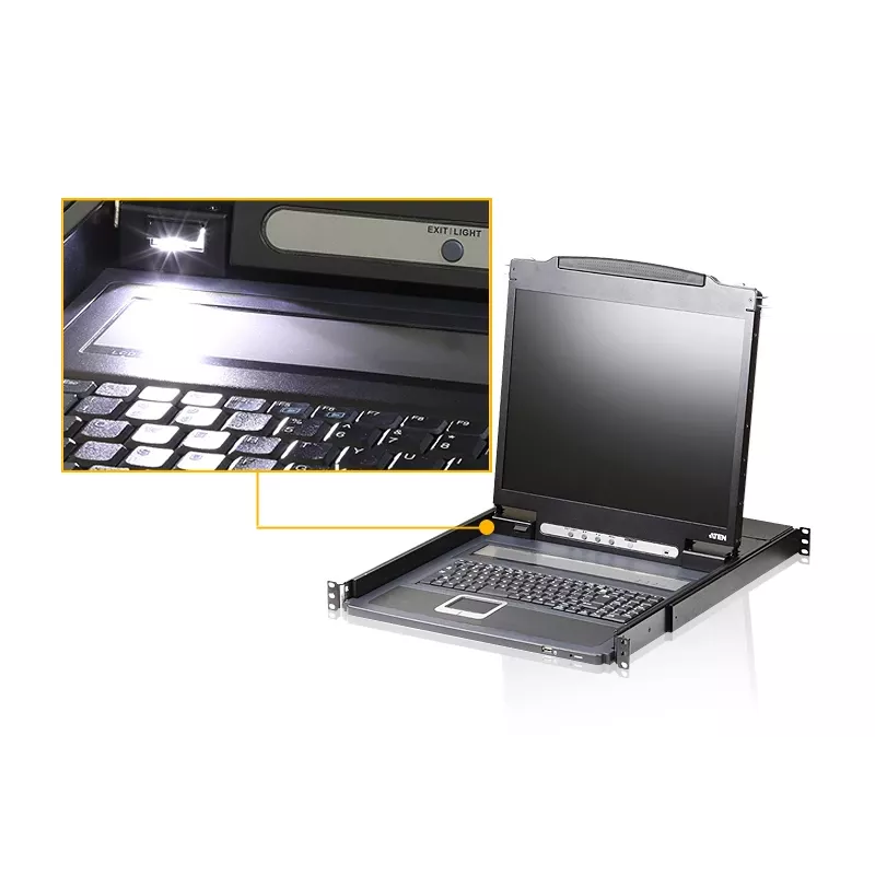 Rack console 19 inch ATEN CL3000N, 48.3 cm LCD 1280×1024, VGA, USB/PS/2 keyboard & mouse, 1U, aluminium black