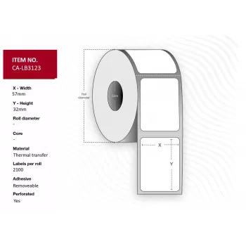 Self-adhesive printer label Capture CA-LB3123 White 2100 labels per roll