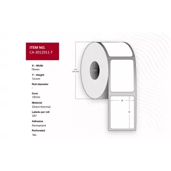 Printer label Capture CA-3012911-T, compatible label roll (MPN CA-3012911-T)