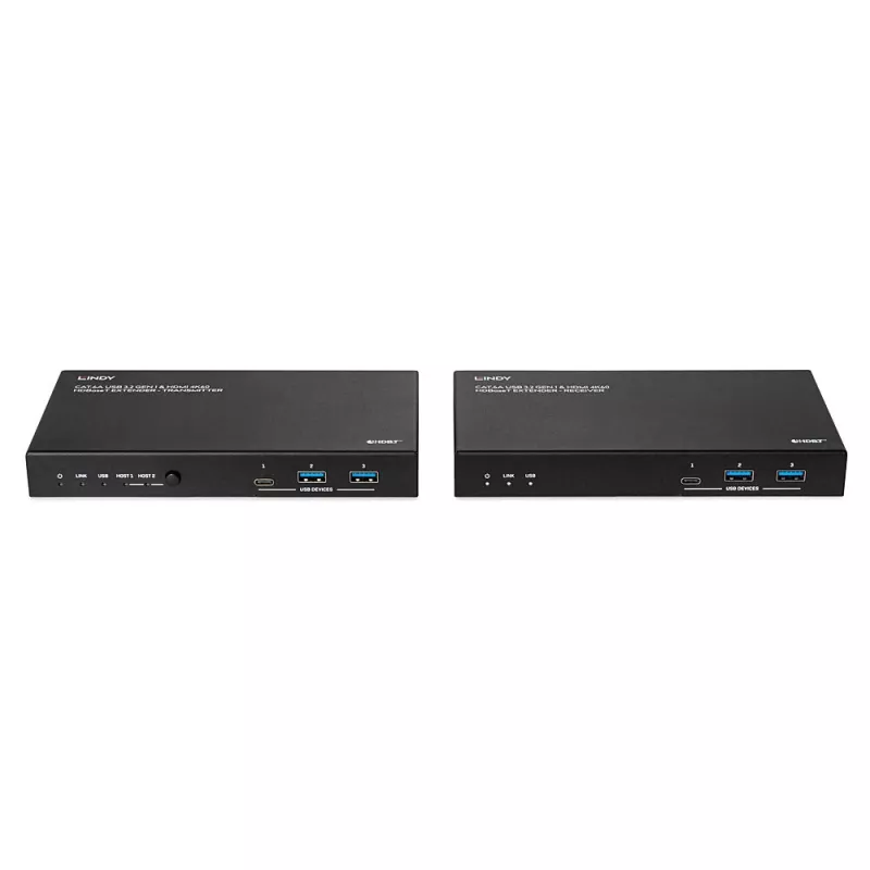 Network transmitter & receiver Lindy 100m Cat.6A 2 Host USB 3.2 Gen 1 & HDMI 4K60