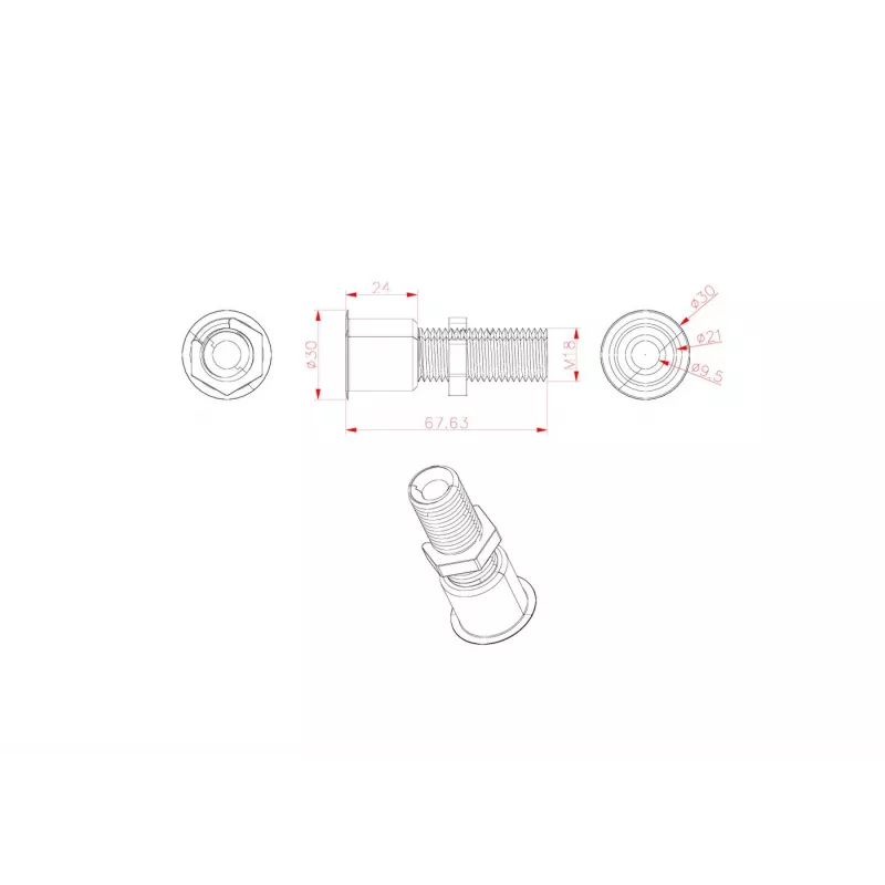 VivoLink VLDG24L-B desk cable grommet, black, large, up to 55 mm