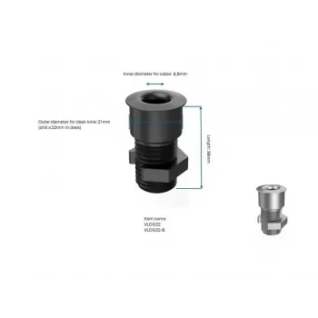 Vivolink VLDG22 desk cable grommet, 22 mm, black/aluminium