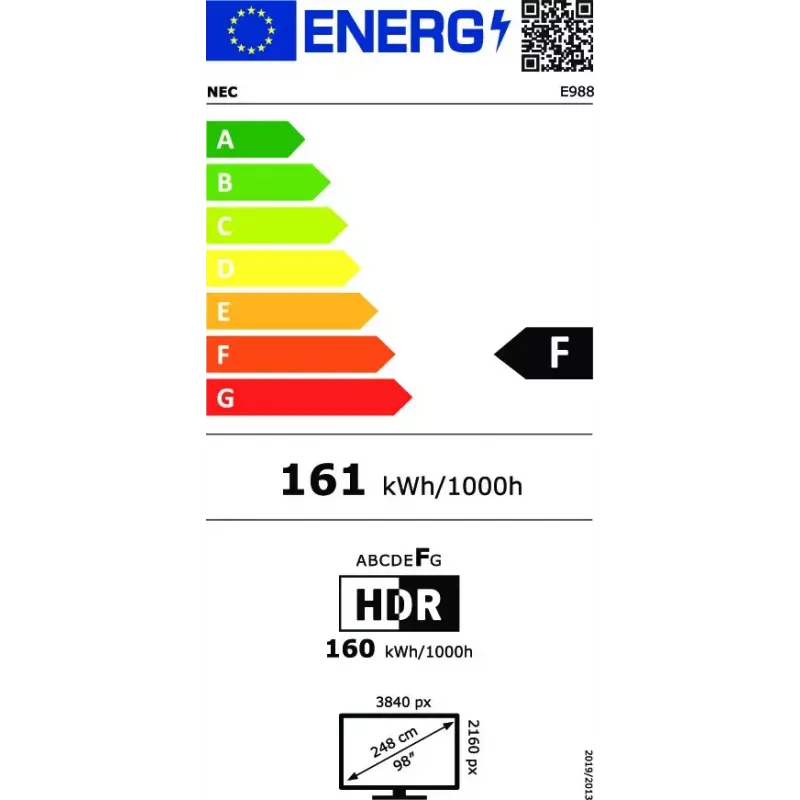NEC MultiSync E988 Digital signage flat panel 2.48 m (97.5 inch) LCD 350 cd/m² 4K Ultra HD Black 24/7