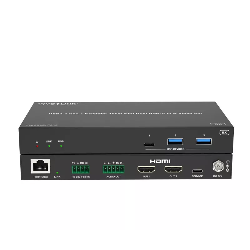 KVM extender Vivolink VLUSBCEXT2X2 USB 2.0 1920x1200 150m