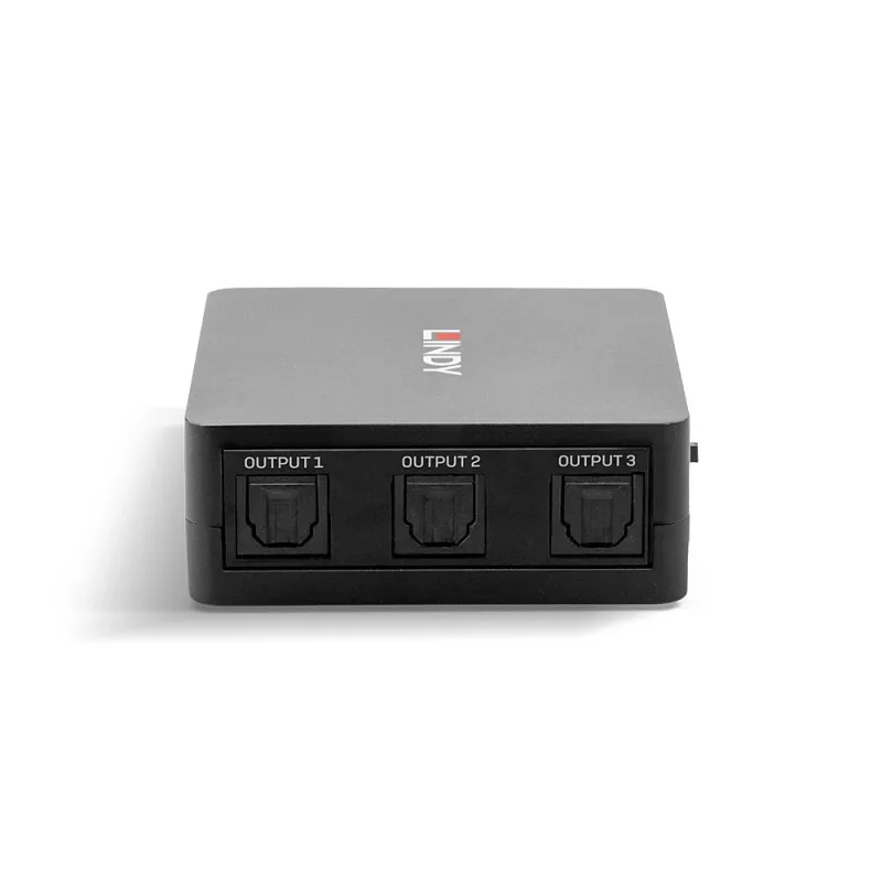Lindy 3 Port Optical (TosLink) Audio Splitter, Black, 1x TosLink, 3x TosLink, Male, Male, CE, FCC, REACH