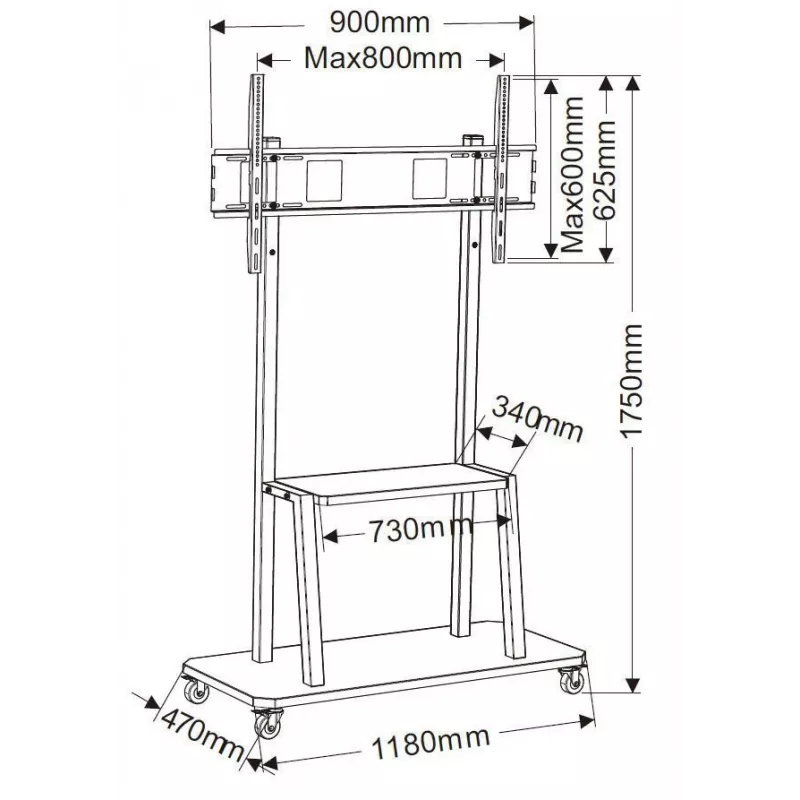 Vivolink VLFS4290 monitor mount / stand 2.54 m (100 inch) Floor Black