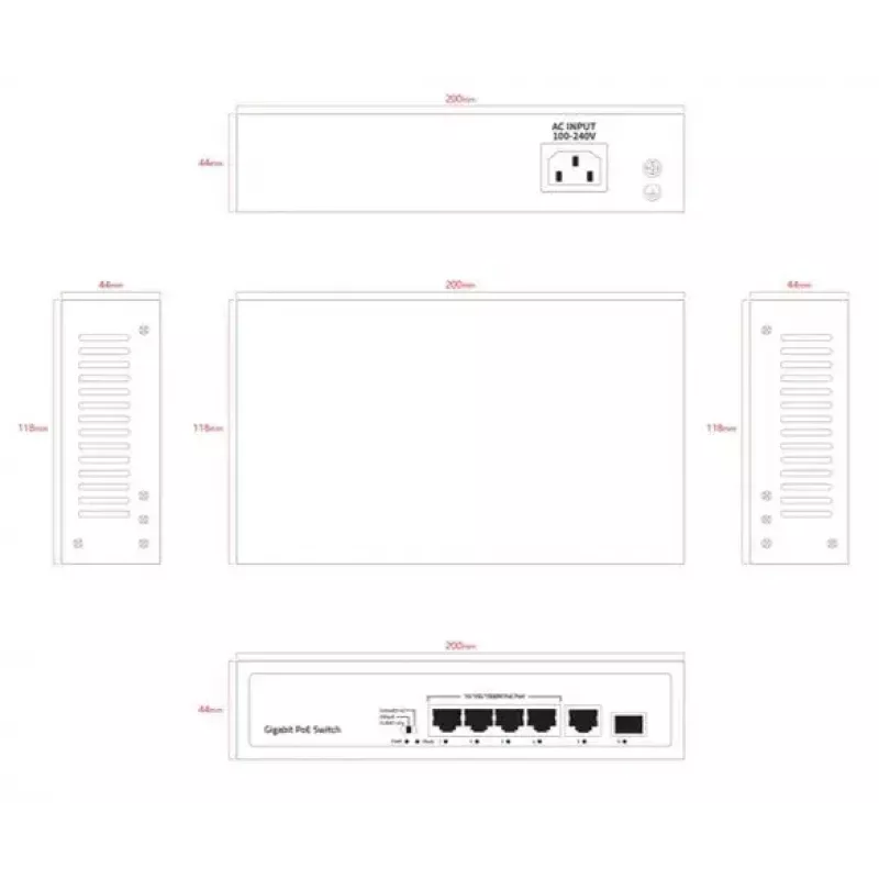 Network switch Ernitec ELECTRA-U04-1GB-60W 4 ports 1GB 60W