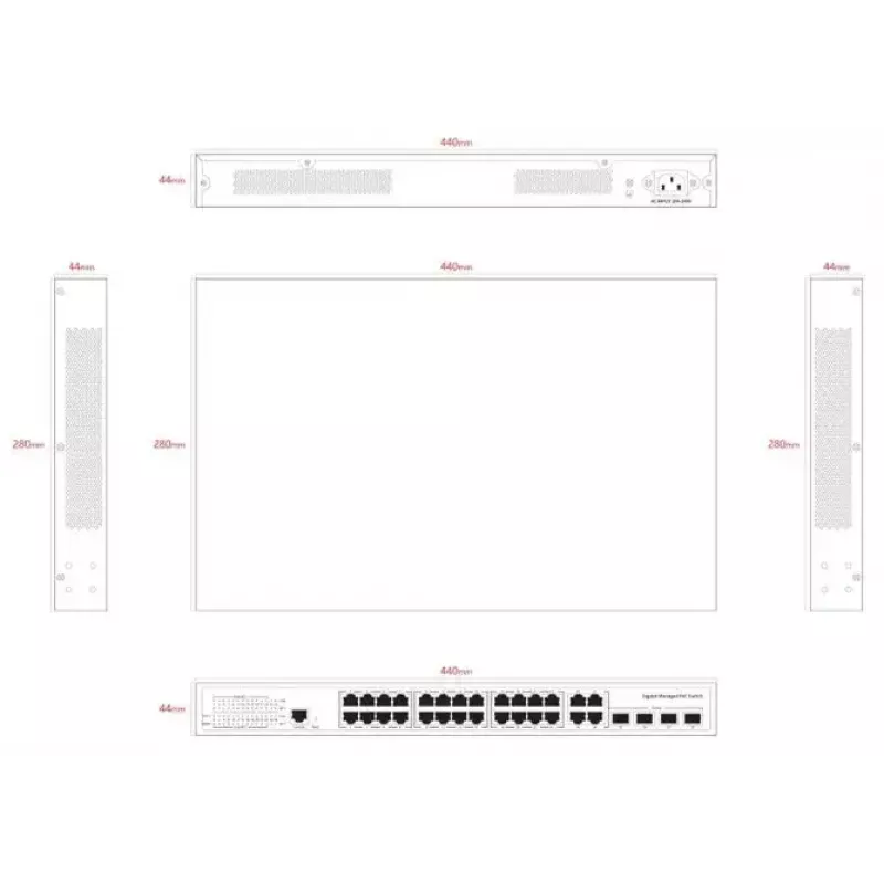 Network Switch Ernitec ELECTRA-M224-1GB-370W 24 Ports 1GB