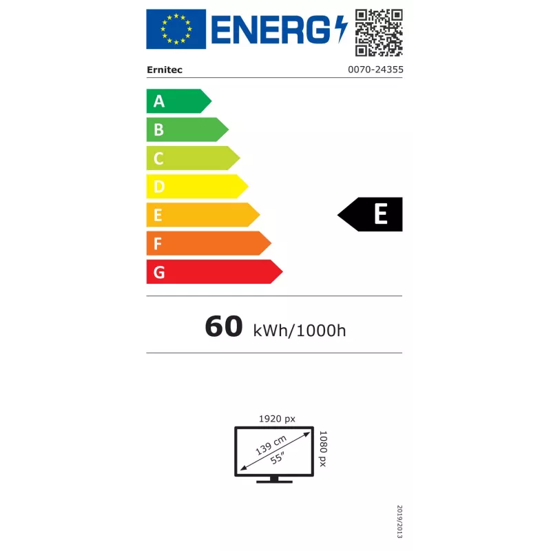Ernitec 0070-24355 Signage Display Digital signage flat panel 139.7 cm (55 inch) LCD 4K Ultra HD Black