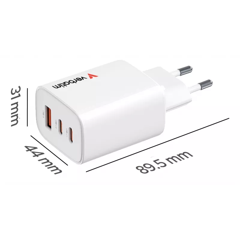 Verbatim Essentials GaN Charger 65W EU plug White, Indoor, AC, 20 V, White