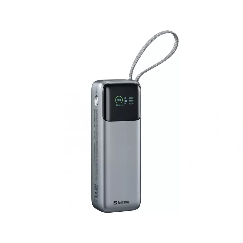 Portable power bank SANDBERG All-in1 Powerbank 20000 PD 130W — 20000 mAh, LiPo, USB-A 1x, USB-C 1x, 130 W, black/grey
