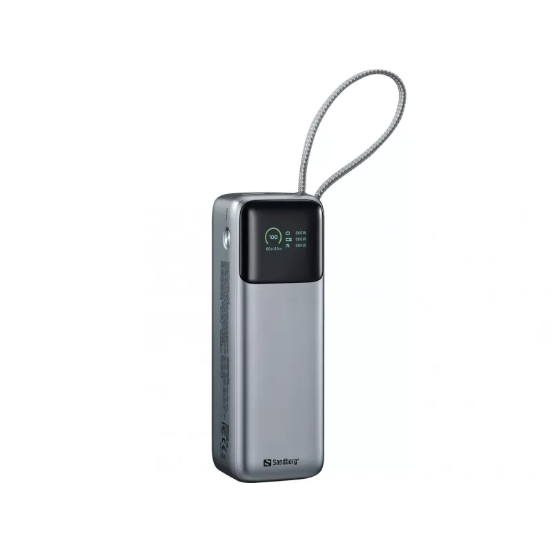 Powerbank SANDBERG All-in1 Powerbank 27000 PD 240W — 27000 mAh LiPo, 240W output, 1× USB-A, 1× USB-C, 3.6V — Black/Grey