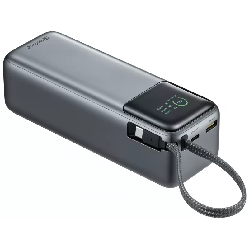 Powerbank SANDBERG All-in1 Powerbank 27000 PD 240W — 27000 mAh LiPo, 240W output, 1× USB-A, 1× USB-C, 3.6V — Black/Grey