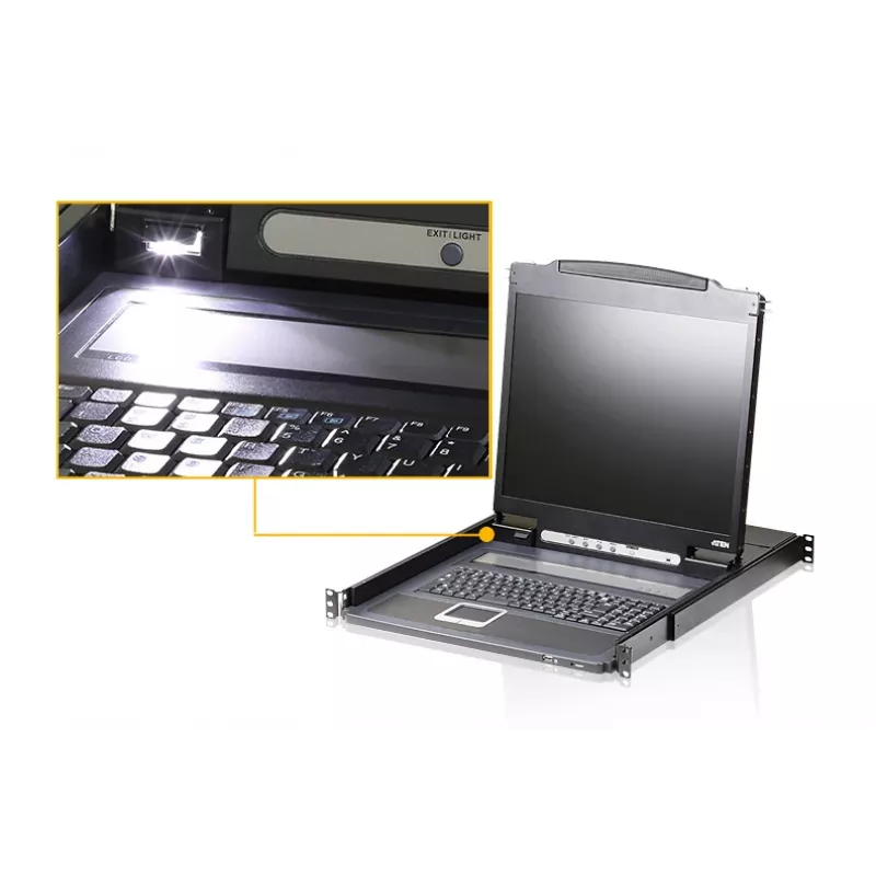 ATEN CL3000N rack console 48.3 cm (19 inch) 1280 x 1024 pixels Aluminium Black 1U