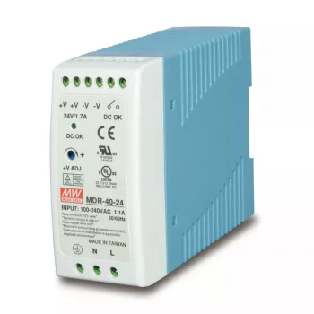 Power supply unit PLANET PWR-40-24, 40 W, 24 V output, 100–240 V AC input, passive cooling, LED status