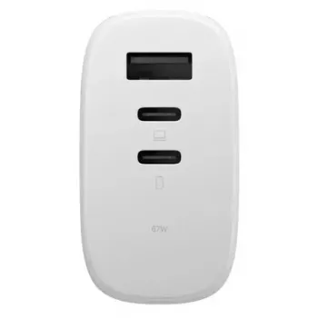 Fast GaN Charger Native Union Fast Gan Charger Pd 67W White Intl 2C1A USB‑C 2 ports 67W AC 100–240V protection against overcurrent overvoltage overheating