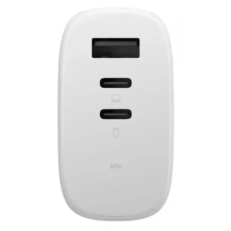 Fast GaN Charger Native Union Fast Gan Charger Pd 67W White Intl 2C1A USB‑C 2 ports 67W AC 100–240V protection against overcurrent overvoltage overheating