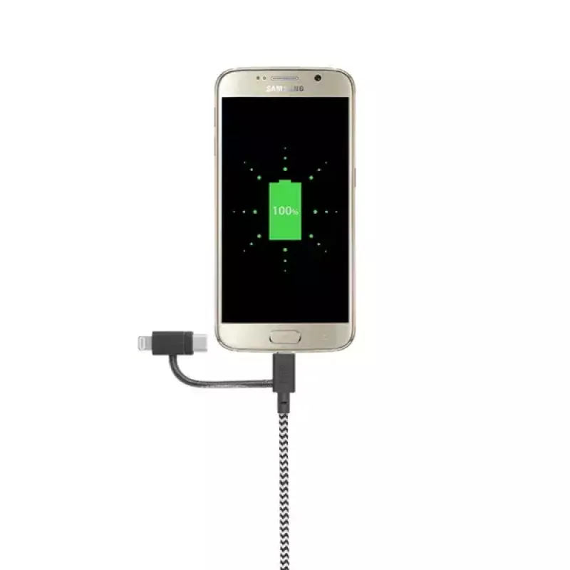 USB 2.0 data cable native union BELT-ULC-ZEB-NP 2 m USB A to USB‑C / Micro‑USB B / Lightning Black White