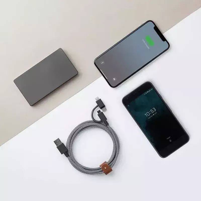 USB 2.0 data cable native union BELT-ULC-ZEB-NP 2 m USB A to USB‑C / Micro‑USB B / Lightning Black White