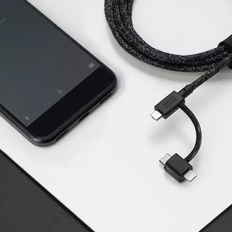USB 2.0 data cable native union BELT-ULC-ZEB-NP 2 m USB A to USB‑C / Micro‑USB B / Lightning Black White