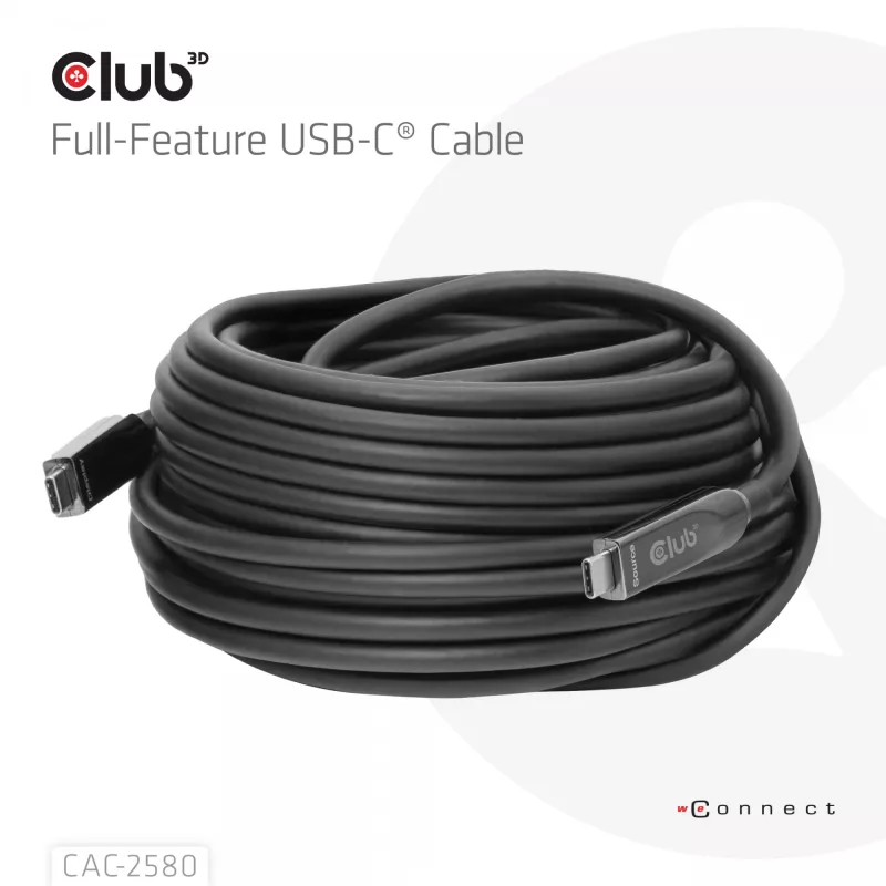 CLUB3D 15M Full-Feature USB-C® Cable / 49.21ft 8K60Hz 10Gbps 60W