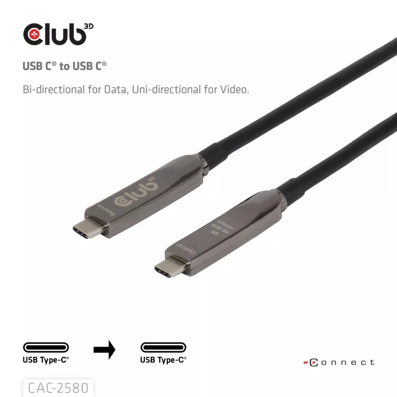 CLUB3D 15M Full-Feature USB-C® Cable / 49.21ft 8K60Hz 10Gbps 60W