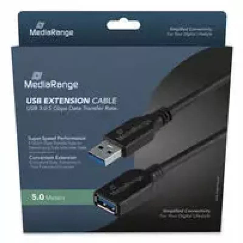 USB A to USB A cable MediaRange MRCS241 USB 3.2 Gen 1 (5 Gbit/s) 5 m Black