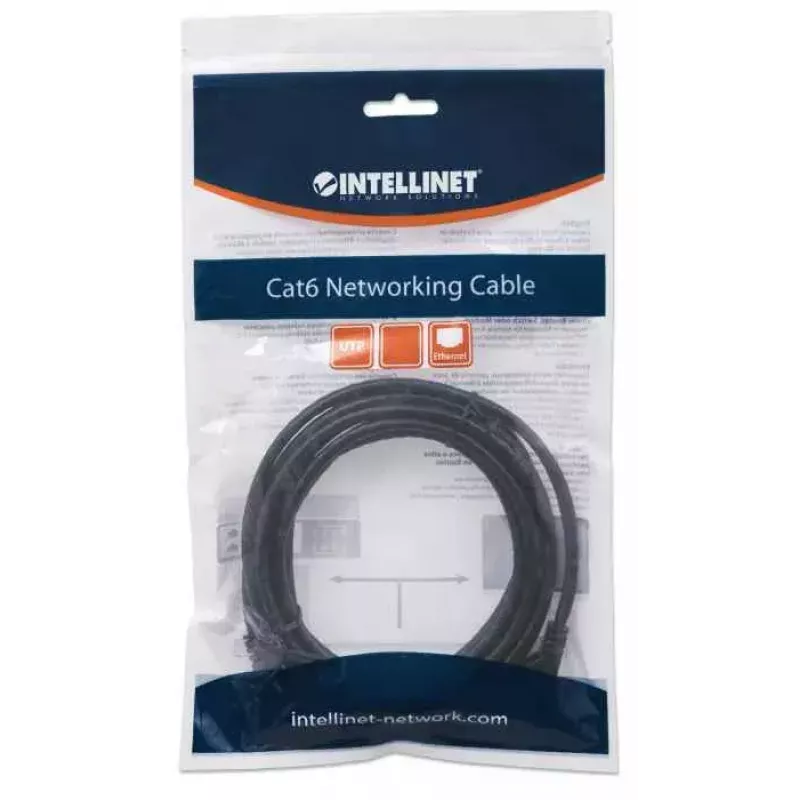 Intellinet Network Patch Cable, Cat6, 5m, Black, CCA, U/UTP, PVC, RJ45, Gold Plated Contacts, Snagless, Booted, Lifetime Warranty