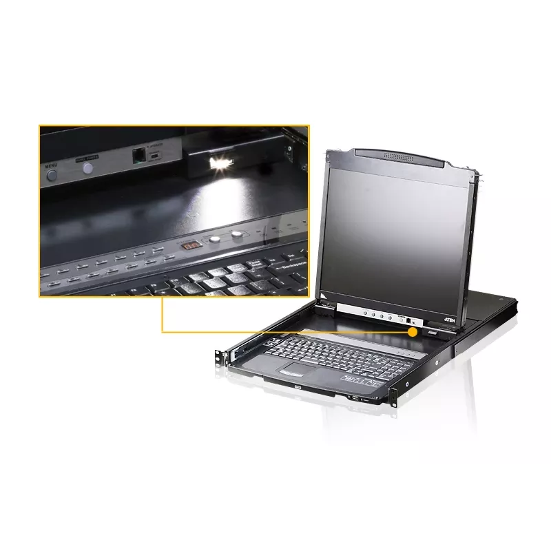 ATEN 19 inch LCD Console (USB - PS/2 VGA) with USB Peripheral port (Dual Rail)