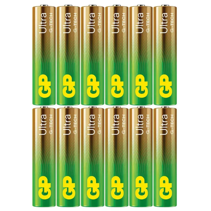Single-use alkaline battery GP GP24AU AAA 44.5 mm height 11.5 g cylindrical storage life 10 years IEC 60086-2:2021 certified