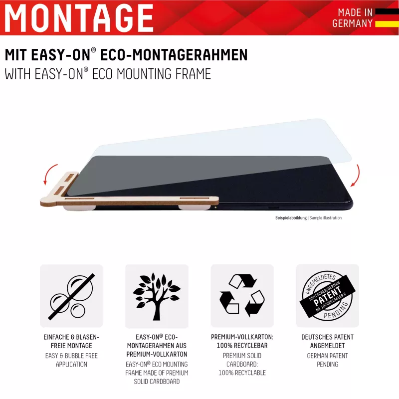 Displex Tablet Glass (9H) for Apple iPad (7./8./9. Gen.)/Air (3. Gen.), Eco Mounting Frame, unbreakable, ultra-slim, invisible