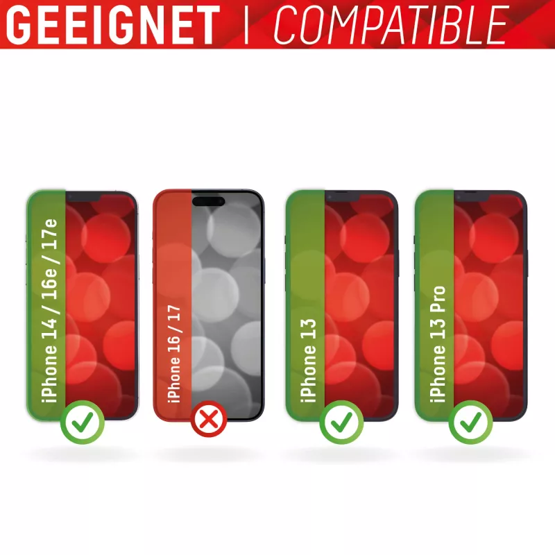 Displex Smart Glass (9H) for Apple iPhone 13/13 Pro/14/16e/17e, Mounting Sticker, unbreakable